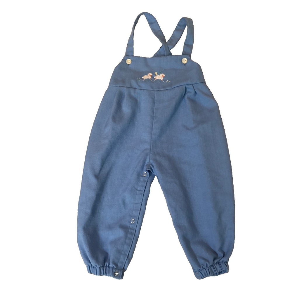 Vintage Baby/Toddler Size 24M Retro Overalls Jumpsuit Lambs Textured Fabric
